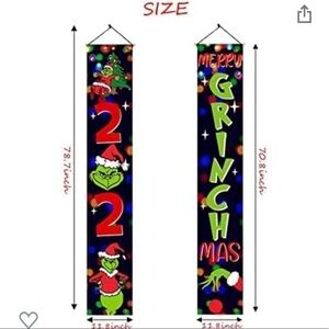 Merry Grinchmas banners.  Set of 2